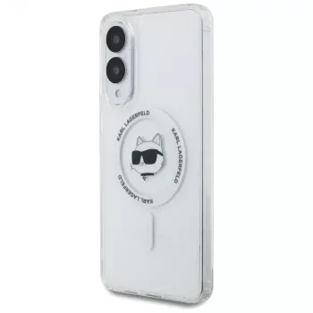 Karl Lagerfeld Button Choupette Head Printed Logo MagSafe Case para Samsung Galaxy S25 Edge Branco