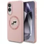 Karl Lagerfeld Silicone DoubleHeads And Circle MagSafe Case para Samsung Galaxy S25 Edge Rosa