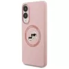 Karl Lagerfeld Silicone DoubleHeads And Circle MagSafe Case para Samsung Galaxy S25 Edge Rosa
