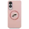 Karl Lagerfeld Silicone DoubleHeads And Circle MagSafe Case para Samsung Galaxy S25 Edge Rosa
