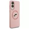 Karl Lagerfeld Silicone DoubleHeads And Circle MagSafe Case para Samsung Galaxy S25 Edge Rosa