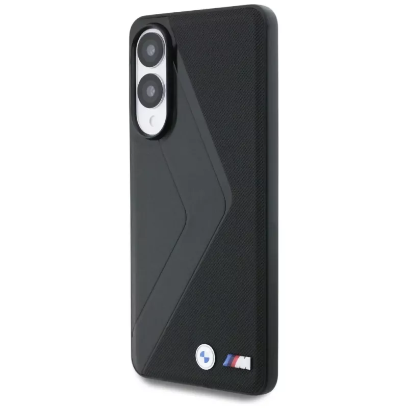 BMW Leder Oversized Stripes MagSafe Case para Samsung Galaxy S25 Edge Preto