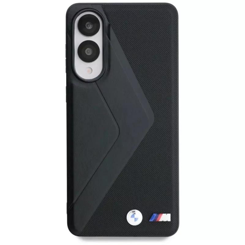 BMW Leder Oversized Stripes MagSafe Case para Samsung Galaxy S25 Edge Preto