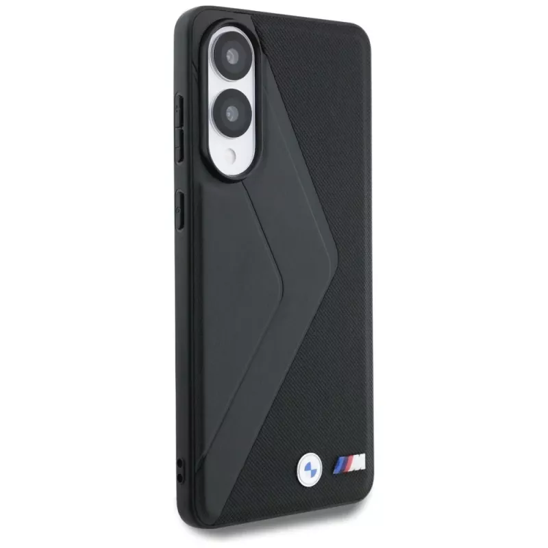 BMW Leder Oversized Stripes MagSafe Case para Samsung Galaxy S25 Edge Preto