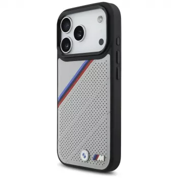 BMW M Tricolor Metal Logo MagSafe Case para iPhone 17 Pro Cinzento