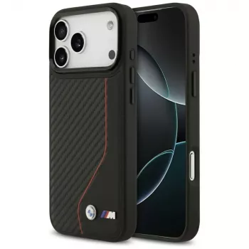 BMW M Carbon Line & Logo MagSafe Case para iPhone 17 Pro Max Vermelho