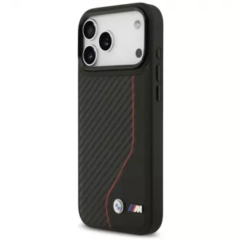 BMW M Carbon Line & Logo MagSafe Case para iPhone 17 Pro Max Vermelho
