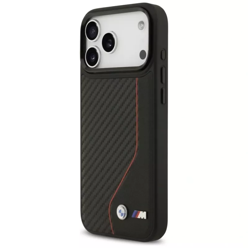 BMW M Carbon Line & Logo MagSafe Case para iPhone 17 Pro Max Vermelho