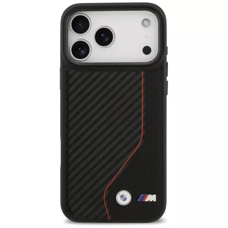 BMW M Carbon Line & Logo MagSafe Case para iPhone 17 Pro Max Vermelho