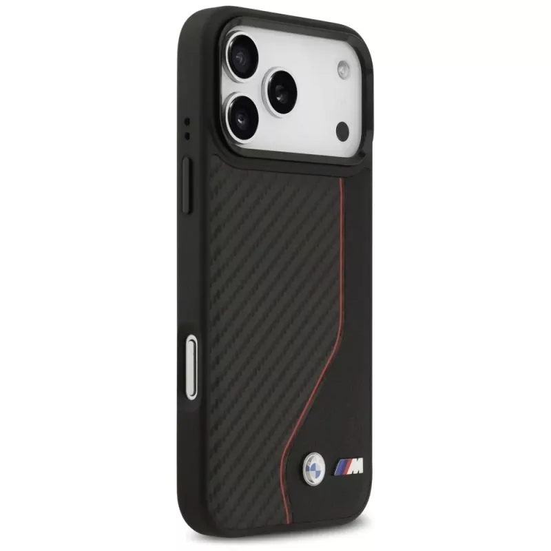 BMW M Carbon Line & Logo MagSafe Case para iPhone 17 Pro Max Vermelho