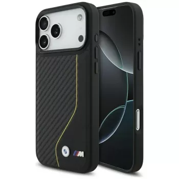 BMW M Carbon Line & Logo MagSafe Case para iPhone 17 Pro Max Amarelo