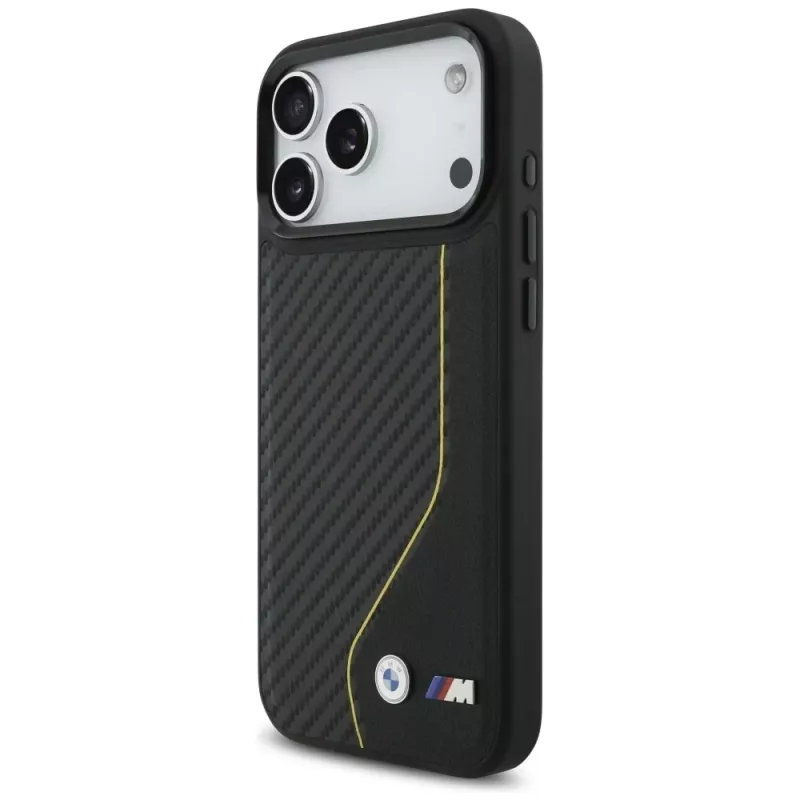 BMW M Carbon Line & Logo MagSafe Case para iPhone 17 Pro Max Amarelo