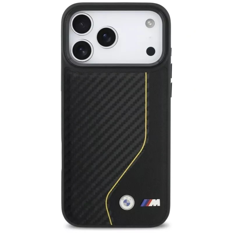 BMW M Carbon Line & Logo MagSafe Case para iPhone 17 Pro Max Amarelo
