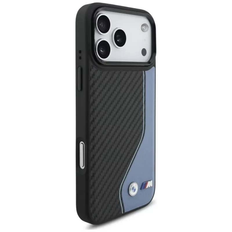 Capa MagSafe BMW M Carbon Logo para iPhone 17 Pro Max, azul