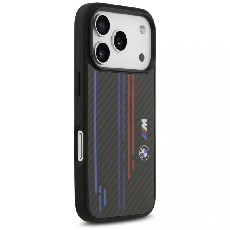 Capa MagSafe BMW M Kevlar Lines & Logo para iPhone 17 Pro, preto