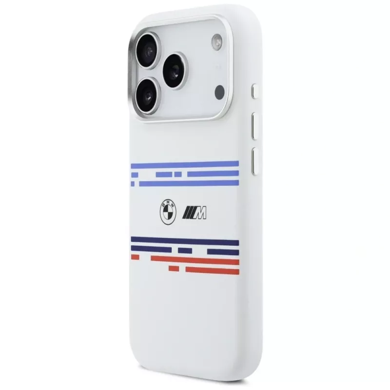 Capa MagSafe BMW M Silicon Horizontal Line para iPhone 17 Pro, branco