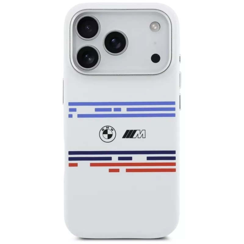 Capa MagSafe BMW M Silicon Horizontal Line para iPhone 17 Pro, branco