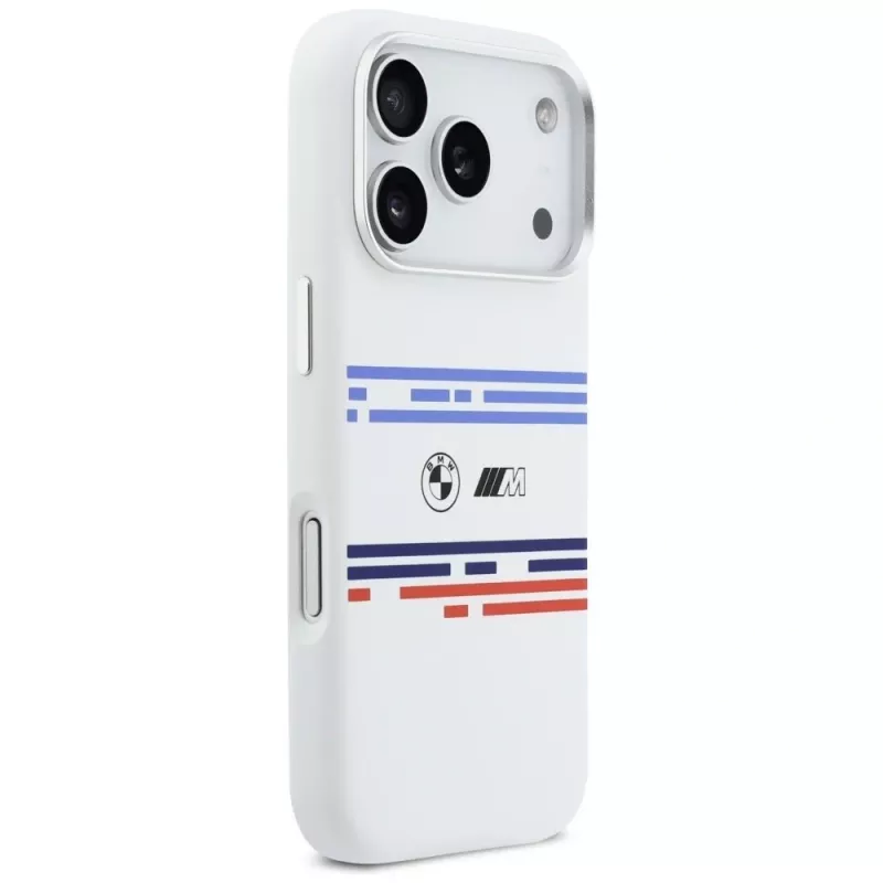 Capa MagSafe BMW M Silicon Horizontal Line para iPhone 17 Pro, branco