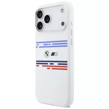 Capa MagSafe BMW M Silicon Horizontal Line para iPhone 17 Pro Max, branco