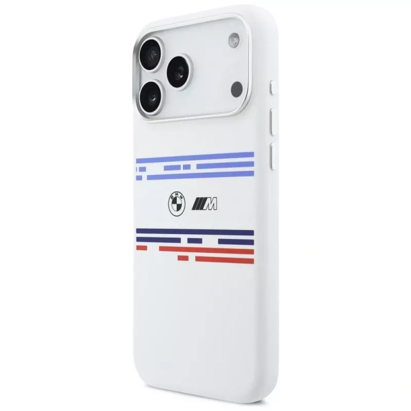 Capa MagSafe BMW M Silicon Horizontal Line para iPhone 17 Pro Max, branco