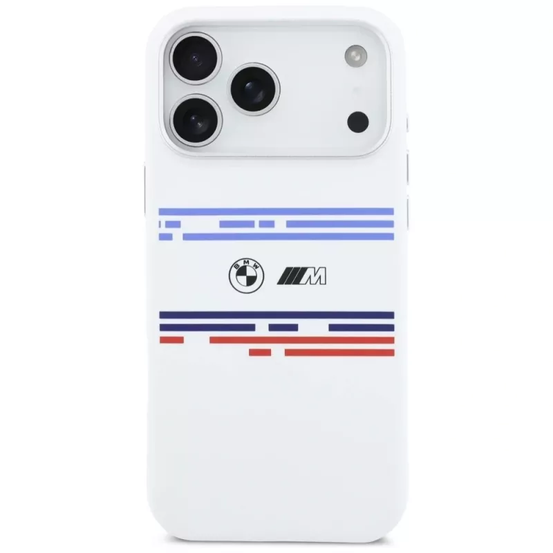 Capa MagSafe BMW M Silicon Horizontal Line para iPhone 17 Pro Max, branco