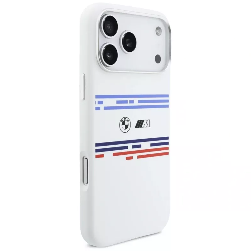 Capa MagSafe BMW M Silicon Horizontal Line para iPhone 17 Pro Max, branco