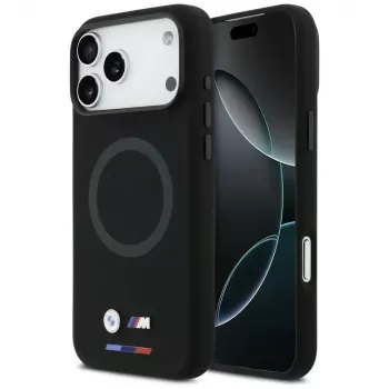 Capa MagSafe BMW M Silicon Logo para iPhone 17 Pro Max, preto
