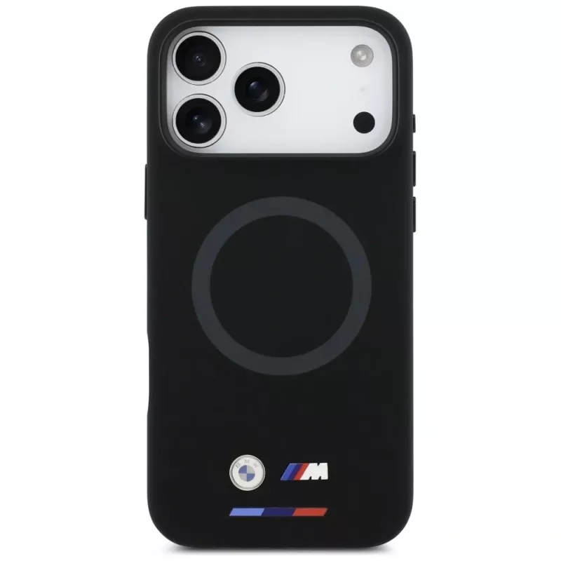 Capa MagSafe BMW M Silicon Logo para iPhone 17 Pro Max, preto