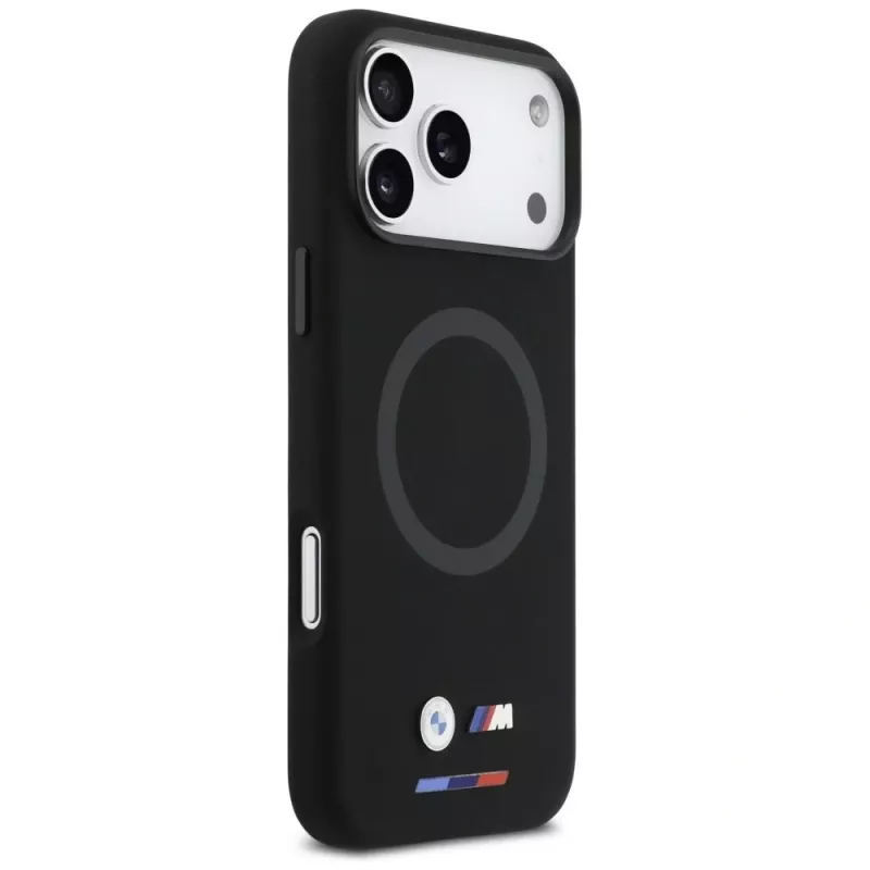 Capa MagSafe BMW M Silicon Logo para iPhone 17 Pro Max, preto