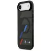 BMW M IML Metal Buttons Tricolor Lines capa MagSafe para Apple iPhone Air, preta