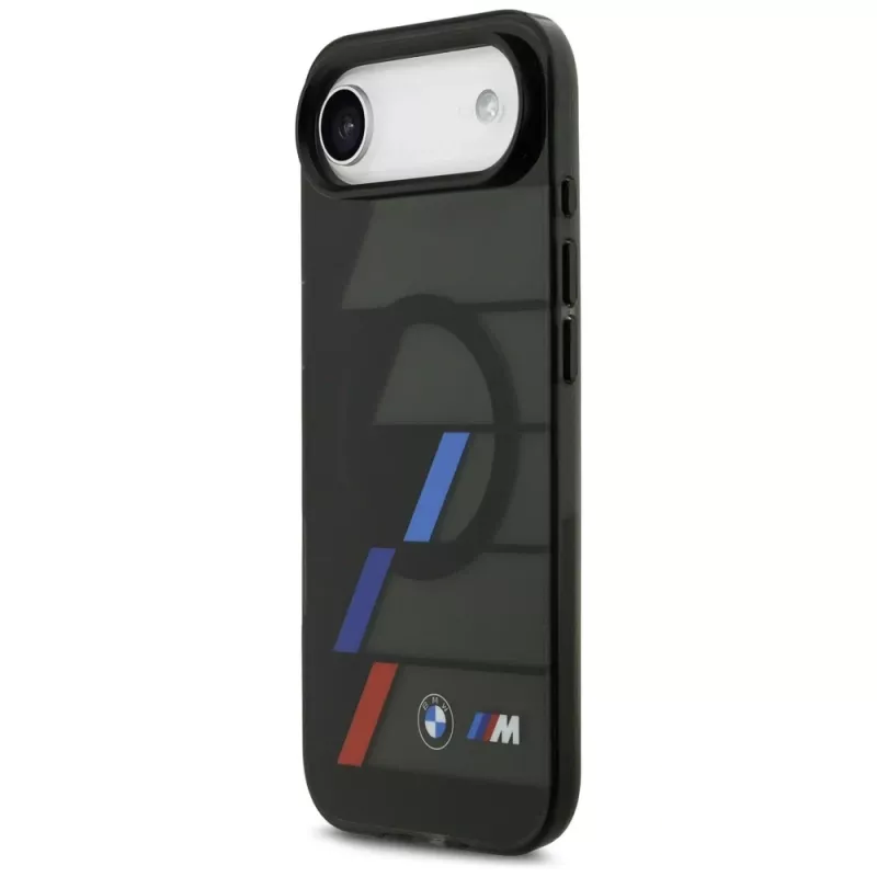 BMW M IML Metal Buttons Tricolor Lines capa MagSafe para Apple iPhone Air, preta
