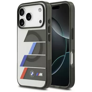 Capa MagSafe BMW M IML Metal Buttons Tricolor Lines para Apple iPhone 17 Pro, antracite