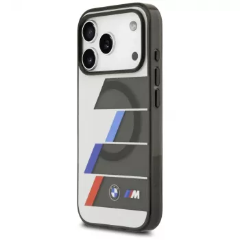 Capa MagSafe BMW M IML Metal Buttons Tricolor Lines para iPhone 17 Pro Max, antracite
