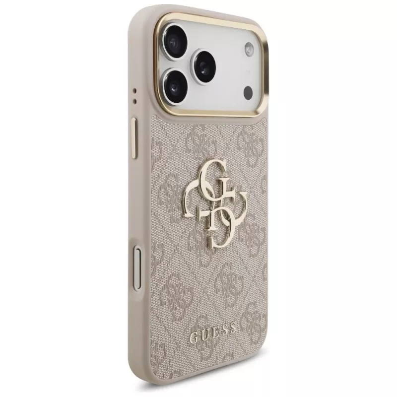 Capa protetora com botões metálicos Guess 4G Big Classic Logo Big Strap para iPhone 17 Pro Max, rosa