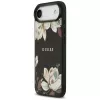Capa MagSafe Guess Grained Flowers Classic Logo para Apple iPhone Air, preto