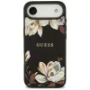 Capa MagSafe Guess Grained Flowers Classic Logo para Apple iPhone Air, preto