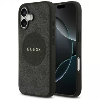 Capa MagSafe Guess 4G Circle Classic Logo para iPhone 17, preto