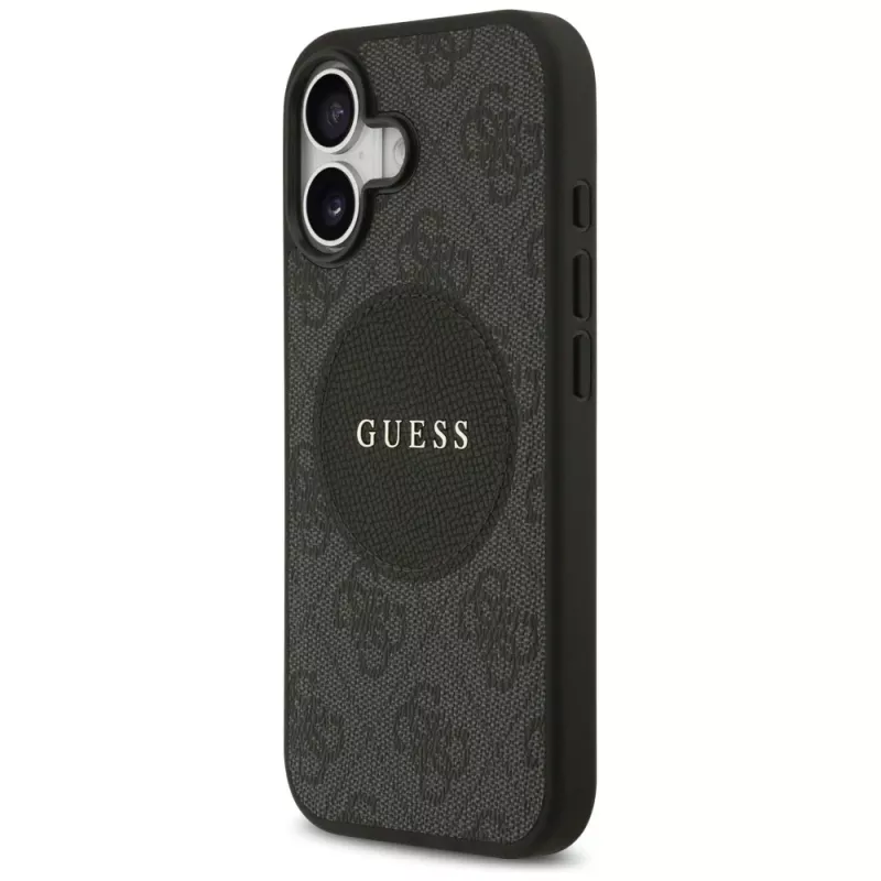 Capa MagSafe Guess 4G Circle Classic Logo para iPhone 17, preto