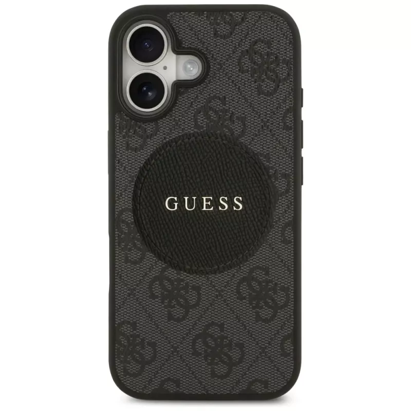 Capa MagSafe Guess 4G Circle Classic Logo para iPhone 17, preto