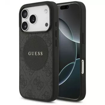 Capa MagSafe Guess 4G Circle Classic Logo para iPhone 17 Pro, preto