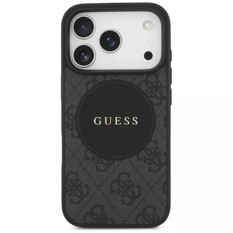 Capa MagSafe Guess 4G Circle Classic Logo para iPhone 17 Pro, preto