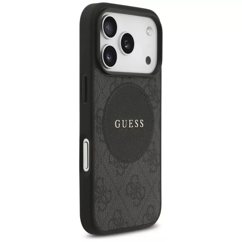 Capa MagSafe Guess 4G Circle Classic Logo para iPhone 17 Pro, preto