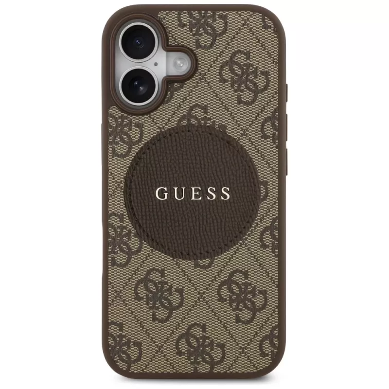 Capa MagSafe Guess 4G Circle Classic Logo para Apple iPhone 17, castanho