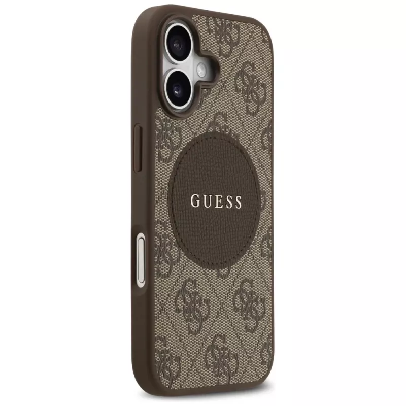 Capa MagSafe Guess 4G Circle Classic Logo para Apple iPhone 17, castanho