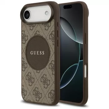 Capa MagSafe Guess 4G Circle Classic Logo para iPhone Air, castanho
