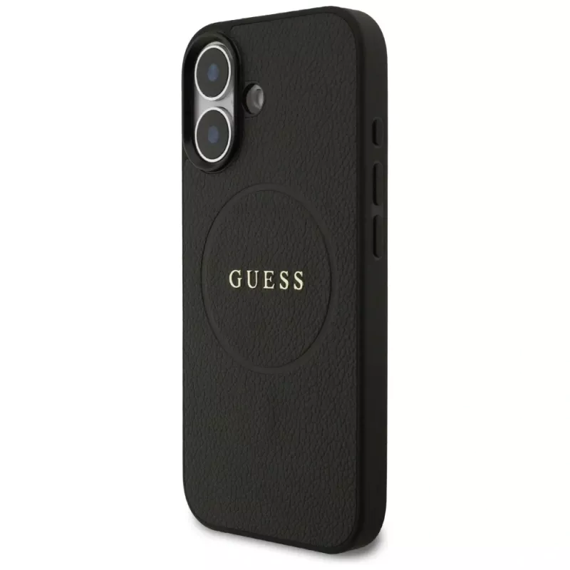 Capa MagSafe Guess Grained Ring para iPhone 17, preto