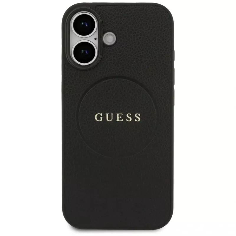 Capa MagSafe Guess Grained Ring para iPhone 17, preto