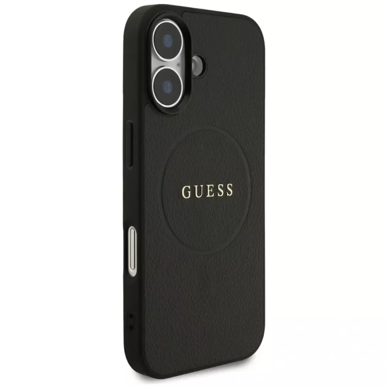 Capa MagSafe Guess Grained Ring para iPhone 17, preto