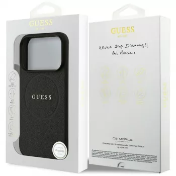 Capa MagSafe Guess Grained Ring para iPhone 17 Pro, preto