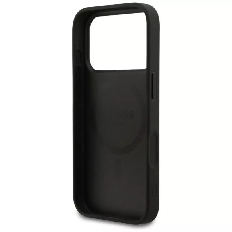 Capa MagSafe Guess Grained Ring para iPhone 17 Pro, preto